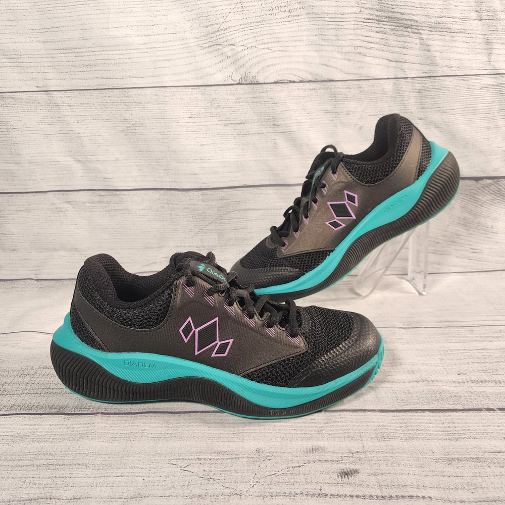 Diadem Court Shoes Womens 7.5 Black Teal Purple Tennis Pickleball CS20006 C01